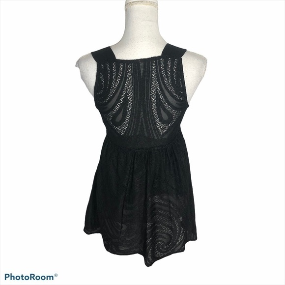 Free People Fit & Flare Black Top Sz XS - Picture 5 of 9